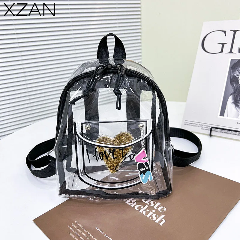

Waterproof Travel Women Backpack Transparent PVC Bag Female Fashion College Students Bookbag Travel Daypack for Teenager Girls