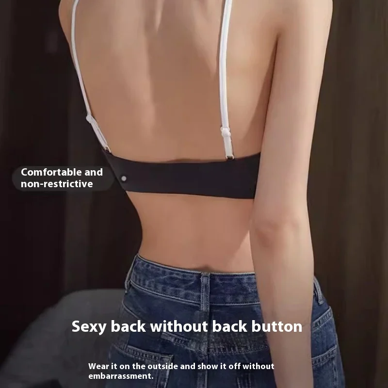 Бюстгальтер пушистый с лямкой на шее без стальных колец