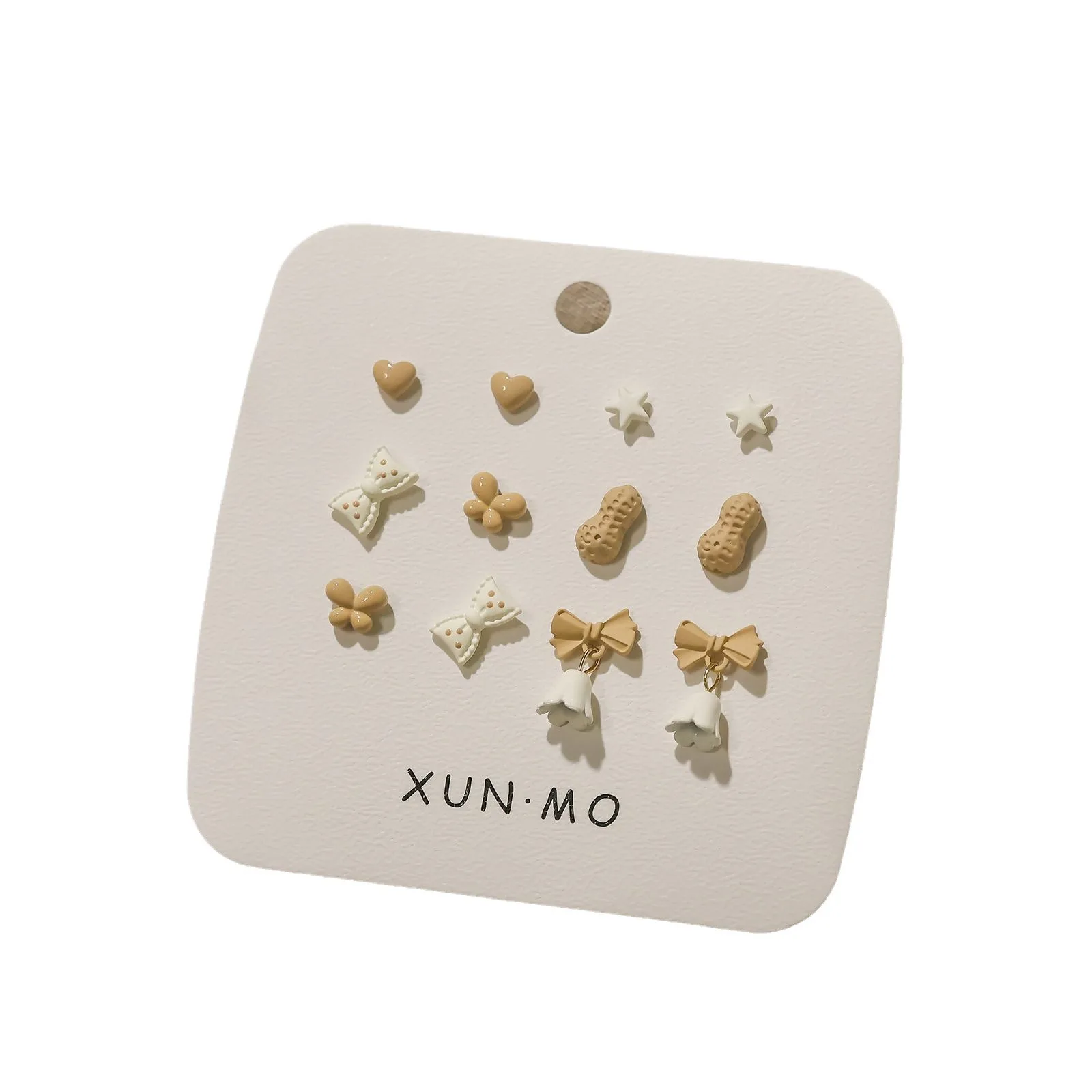 Осень и зима 2024 новый комплект серег-гвоздиков в стиле ретро Maillard Color Series