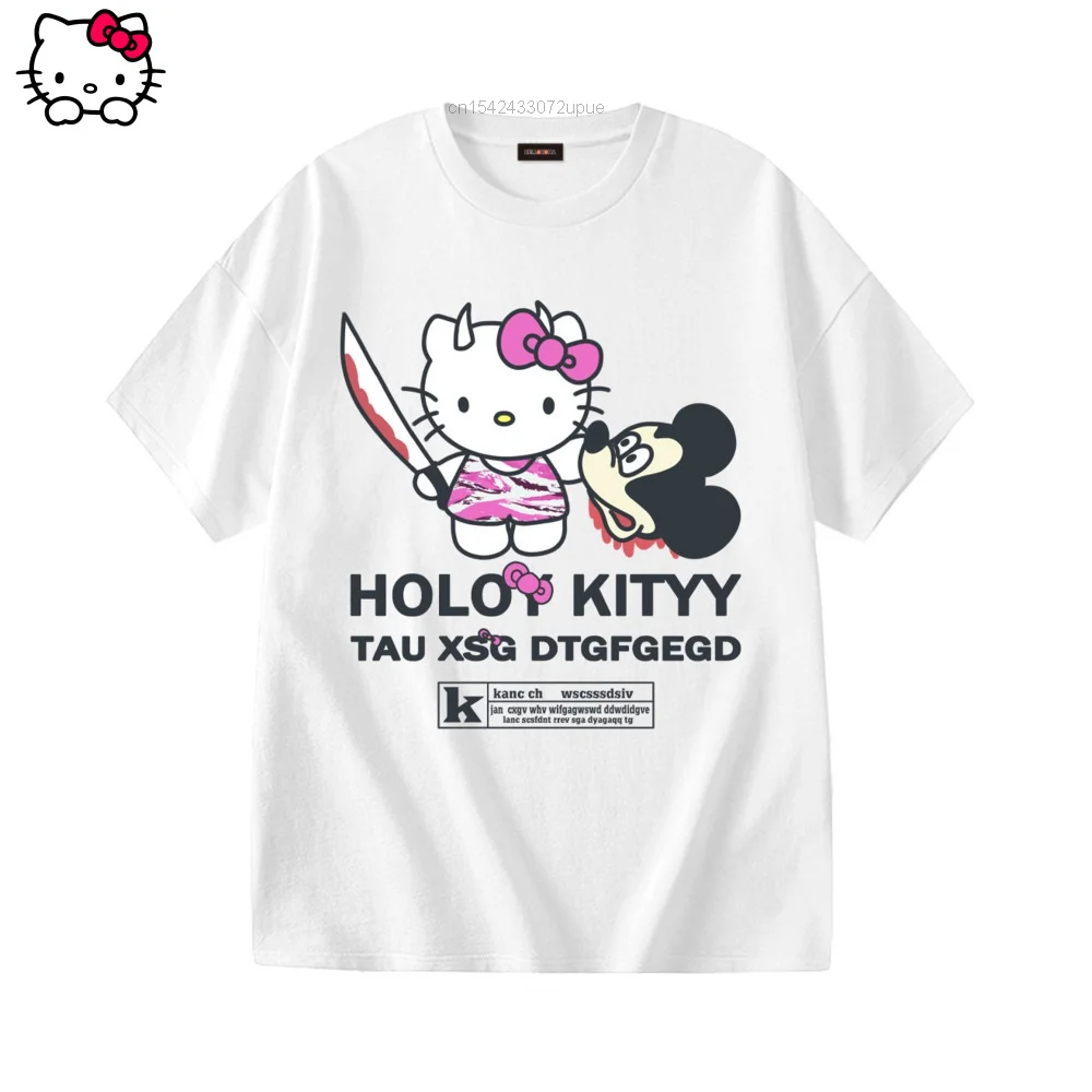 

Sanrio T-shirt Hello Kitty Kawaii For Women's Clothing Kpop Y2k Tops Fashion Tshirt Cartoon Aesthetic Trends Gothic Harajuku 90s