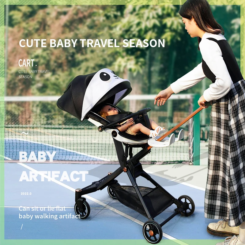 Jusanbaby Light Foldable Baby Stroller, High-View Baby Carriage, Sit-Flat Stroller, Umbrella, Mommy, Travel, 0 to 6 Months