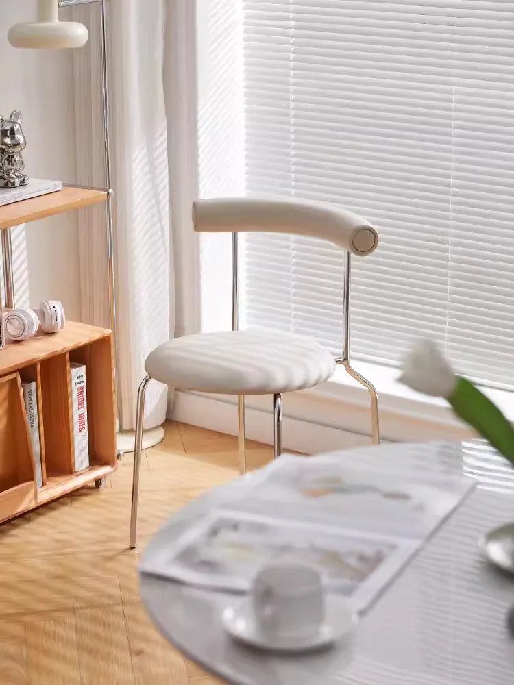 

Metal Dining Chair Nordic Household Internet Celebrity Café Leisure Chair Modern Simple Wabi Sabi Wind Egg Roll Chair Bedroom