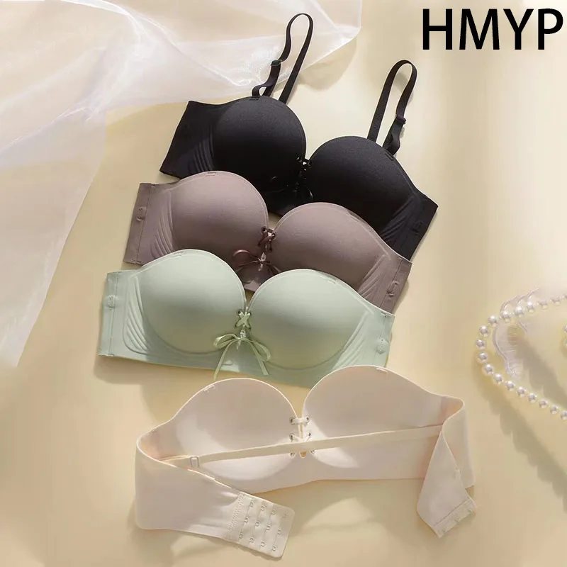 

Ventilate Absorb Sweat Adjustment Type Be Traceless Underwear Soft Solid Color Chest Wrap Gather Together Anti-Sag Tube Top Bra