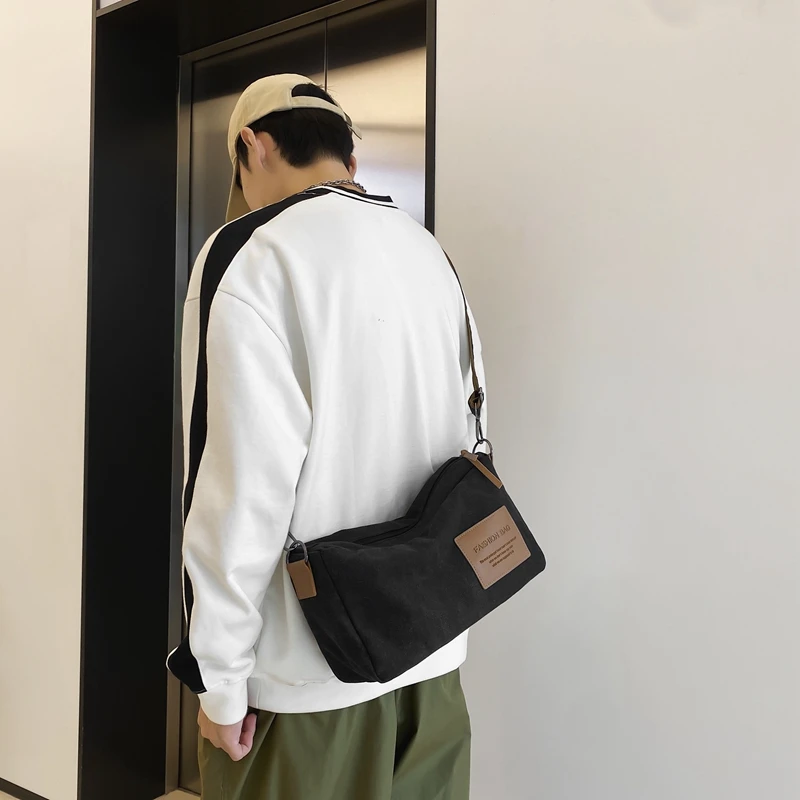 Canvas Bags For Women Trend Handbags Casual Black Shoulder Crossbody Bag Vintage Eco Bag Korean Messenger Bag Y2K Satchel Unisex