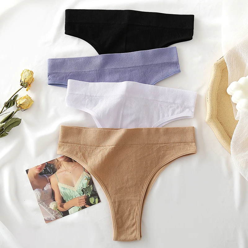 

Бесшовные женские стринги 2 шт./компл., удобные женские трусы с высокой талией, модное нижнее белье, женские трусы