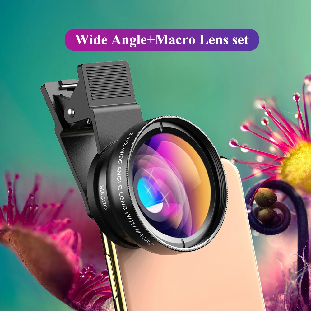 

New HD 37MM 0.45x Super Wide Angle Lens with 12.5x Super Macro Lens for iPhone Samsung Smartphones Camera Phone lens Kit