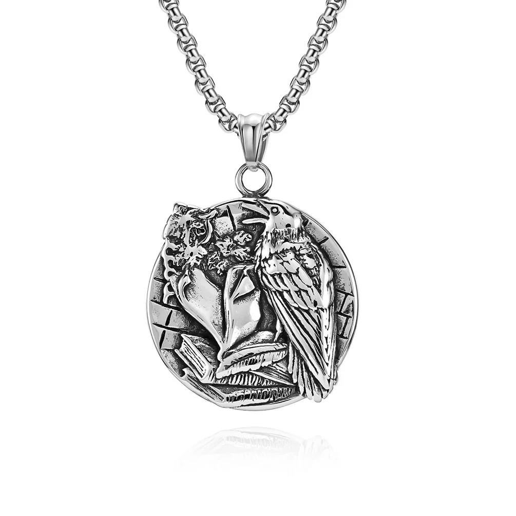 

Punk Crow Necklace for Men Women Viking Pendant Charm Engraved Dark Gothic Vintage Jeweley