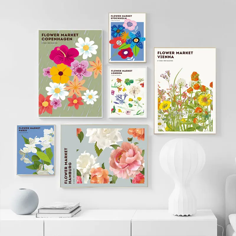 Цветочный магазин, плакаты и принты, Подарочный флорист, цветочный рынок, город, Париж, Токио, Копенгаген, Болонья, холст, картина, декор