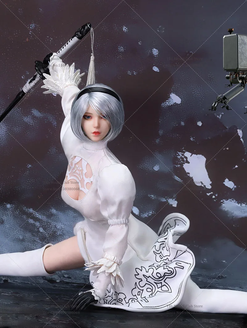 WTOYS Масштаб 16 2B Sister NieR Белое платье с длинными рукавами Юрь 2B с резным ножом подходит для 12-дюймовой экшн-фигурки, модель куклы (art.: 3920d150d4656) - 3920d150d4656