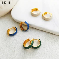 fashion jewelry small hoop earrings for women girl gifts hot sale high quality brass golden plated blue green white earrings