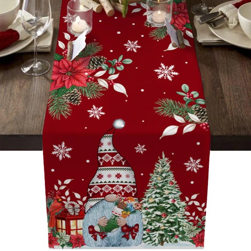 

Christmas Snowman Snowflake Table Runner Table Wedding Home Kitchen Decoration New Year Holiday Gift Decoration Tablecloth