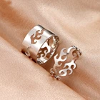 2 шт.компл. кольцо в форме пламени, полые парные кольца, открытые Регулируемые кольца, ретро кольцо из искусственной кожи, винтажные свадебные украшения, аксессуары