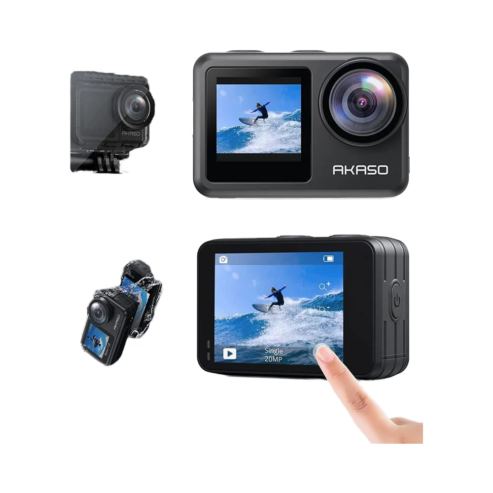 Фото Экшн-камера Brave 7 LE 4K30FPS 20MP с Wi-Fi, сенсорным экраном, EIS 2.0, зумом, дистанционным управлением, водонепроницаемостью до 131 фута, 2 аккумуляторами по 1350 мАч №1