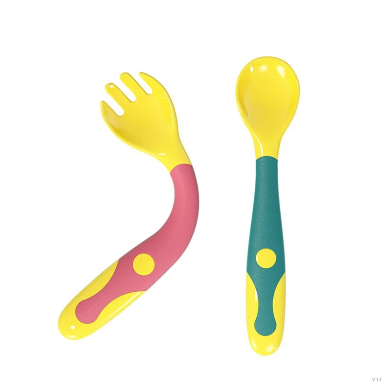 

Children's Twisted Fork And Spoon Set Baby Eating Silicone Material Bendable And Upright Fork And Spoon Food Supplement