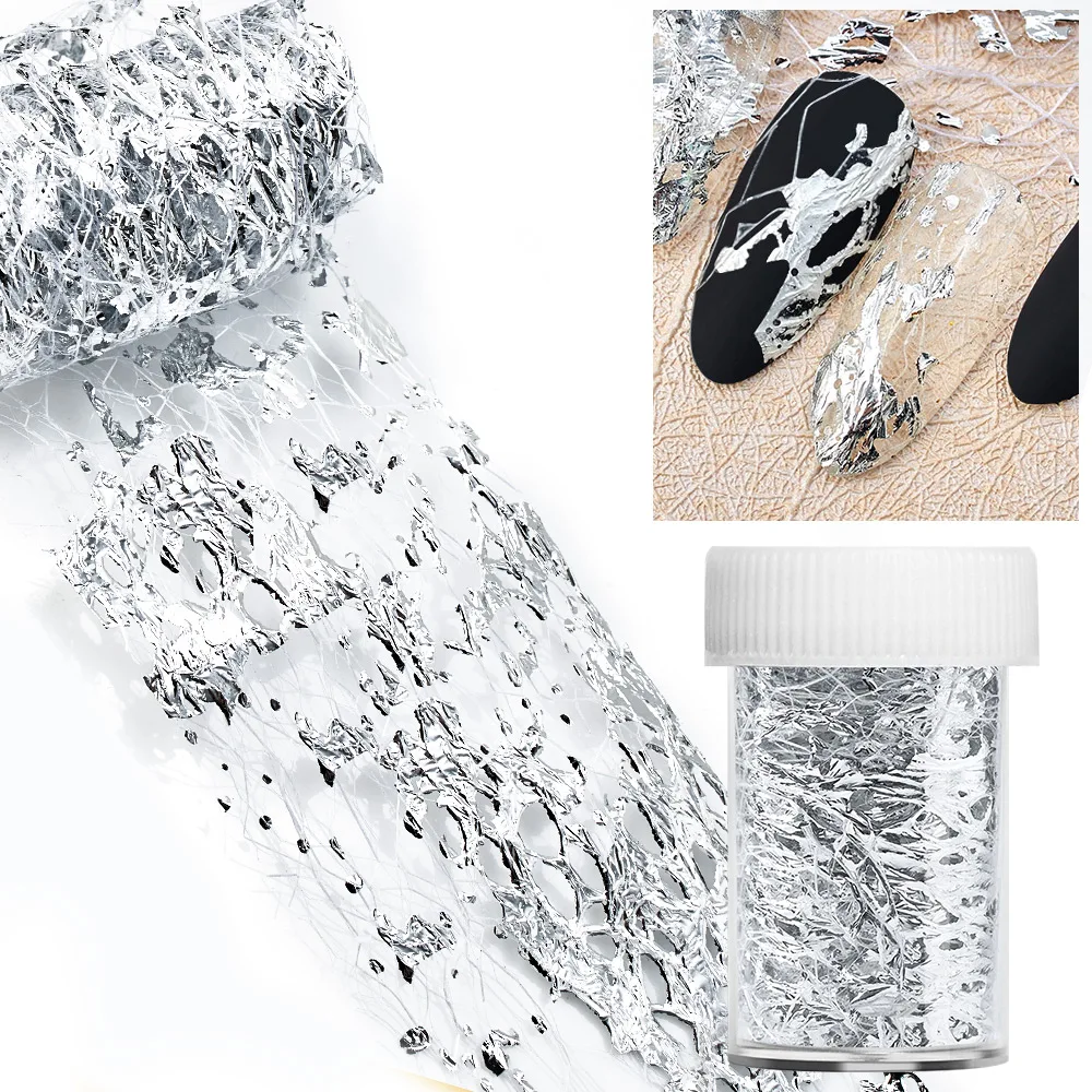 1 коробка 3D сетчатые наклейки из золотой и серебряной фольги несимметричные