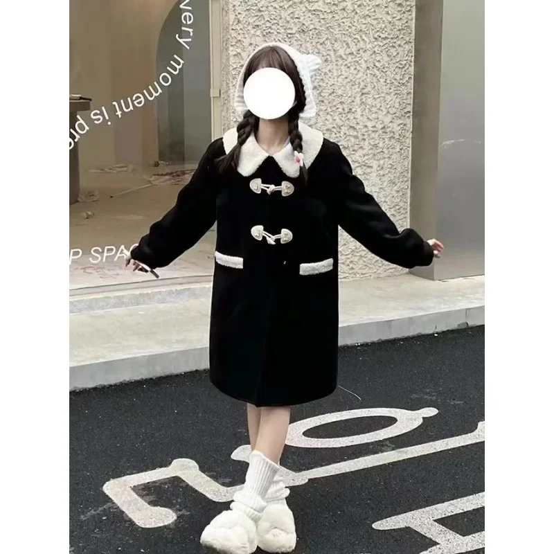 Шерстяное пальто BlackHorn на пуговицах новинка зимы 2024 милая маленькая куртка в