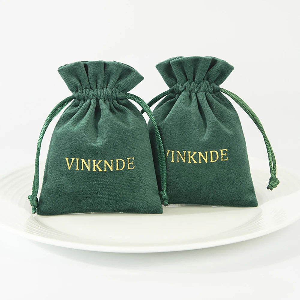 Velvet Jewelry Gift Bags Custom Logo 8x10cm Drawstring Storage Packaging Mini Pouch For Rings Earrings Wedding Favor Candy Bag