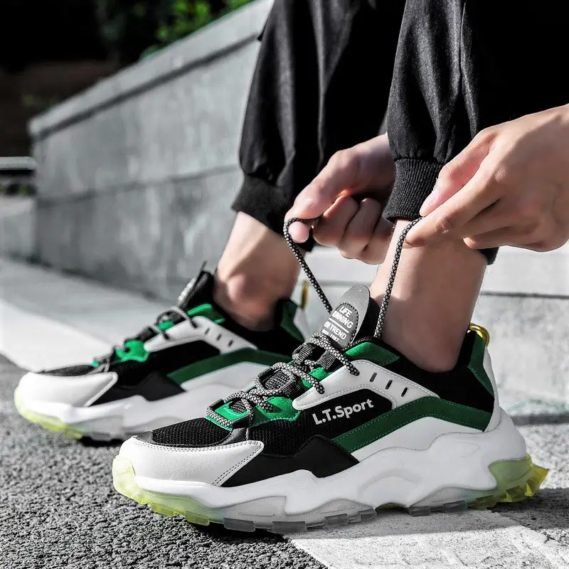 

Plus Size Summer Outdoor Chunky Sneakers Men's Sport Shoes Men's Sports Shoes Running Man Black Green Fitness Runners GMB-0488