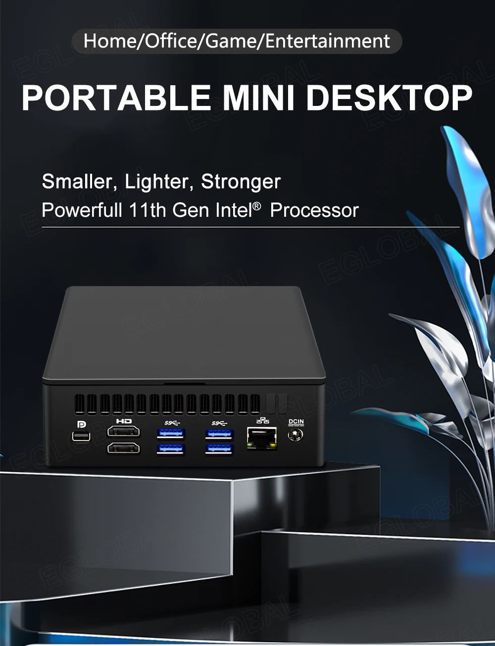 Мини-ПК Eglobal 11 поколения i7 1165G7 TPM2.0 Windows дисплей 3*4K 6 * USB RJ45 7*24 часов работы 2 DDR4 Intel NUC |