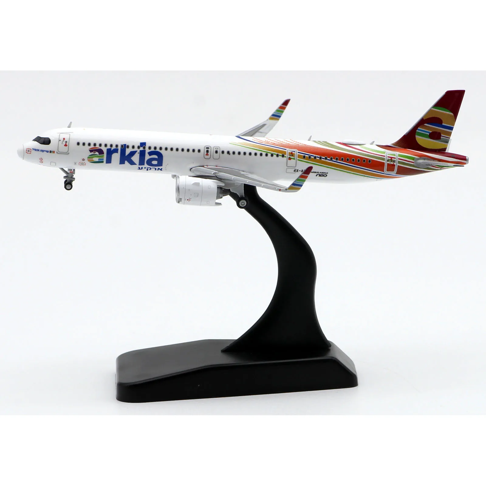 Фото Коллекционный самолетик из сплава XX4450, подарок, фотосессия 1:400 Arkia Airlines, аэробус A321neo, литый под давлением самолёт, модель 4X-AGK с подставкой №2