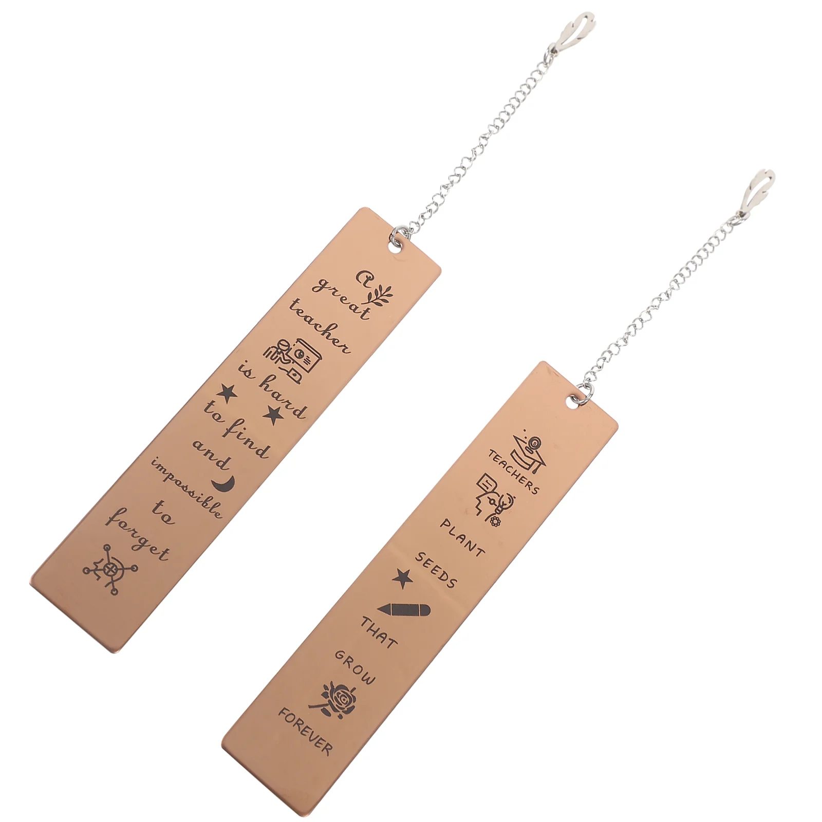 

2 Pcs Gifts Teacher Bookmark Principal Appreciation Card Books Bookmarks Women Decorative Chain Metal Kids Crafts Child