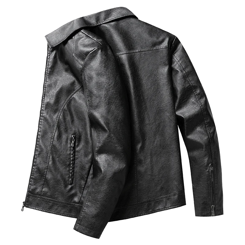 2022 Faux Leather Jacket Mens Jackets and Coats Turn-Down Motorcycle Jaquetas Masculinas Estilosas PU Oversize