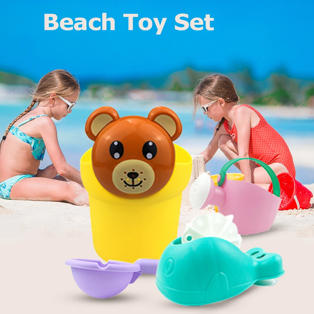 

Summer Beach Toy Shower Set Play Water Sand Plastic Bucket Outdoor Water Game Table Sand Bucket for Boys Girls Gift