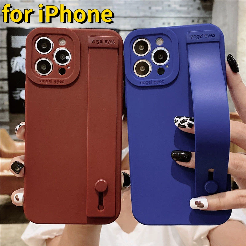 

For iPhone 13 12 11 Pro Max 7 8 Plus XS X XR Shockproof Phone Case Protective Sleeve Silicone Wrist Strap Scrub