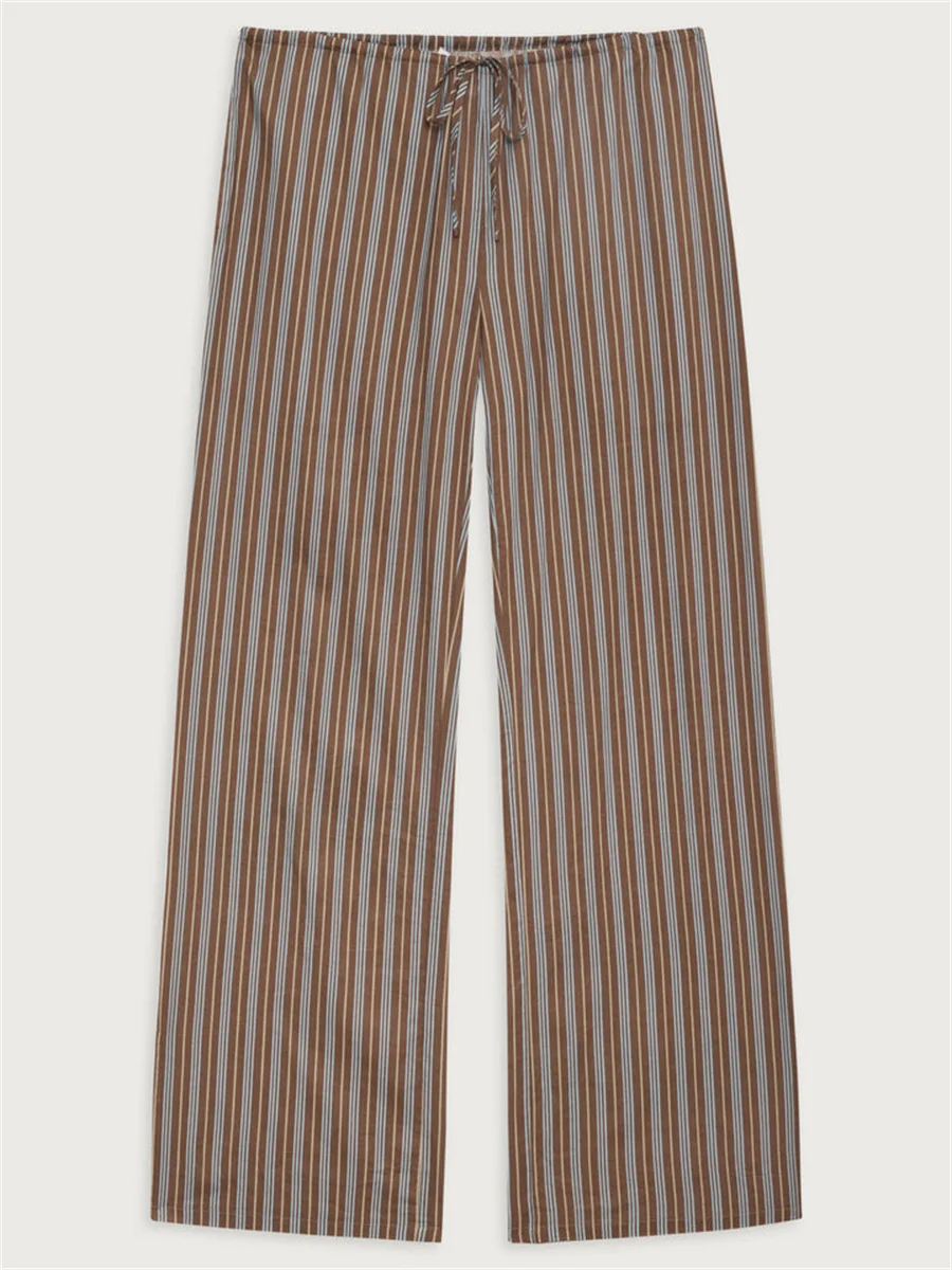 Женский костюм из двух предметов винтажная блузка и брюки в полоску рубашка с