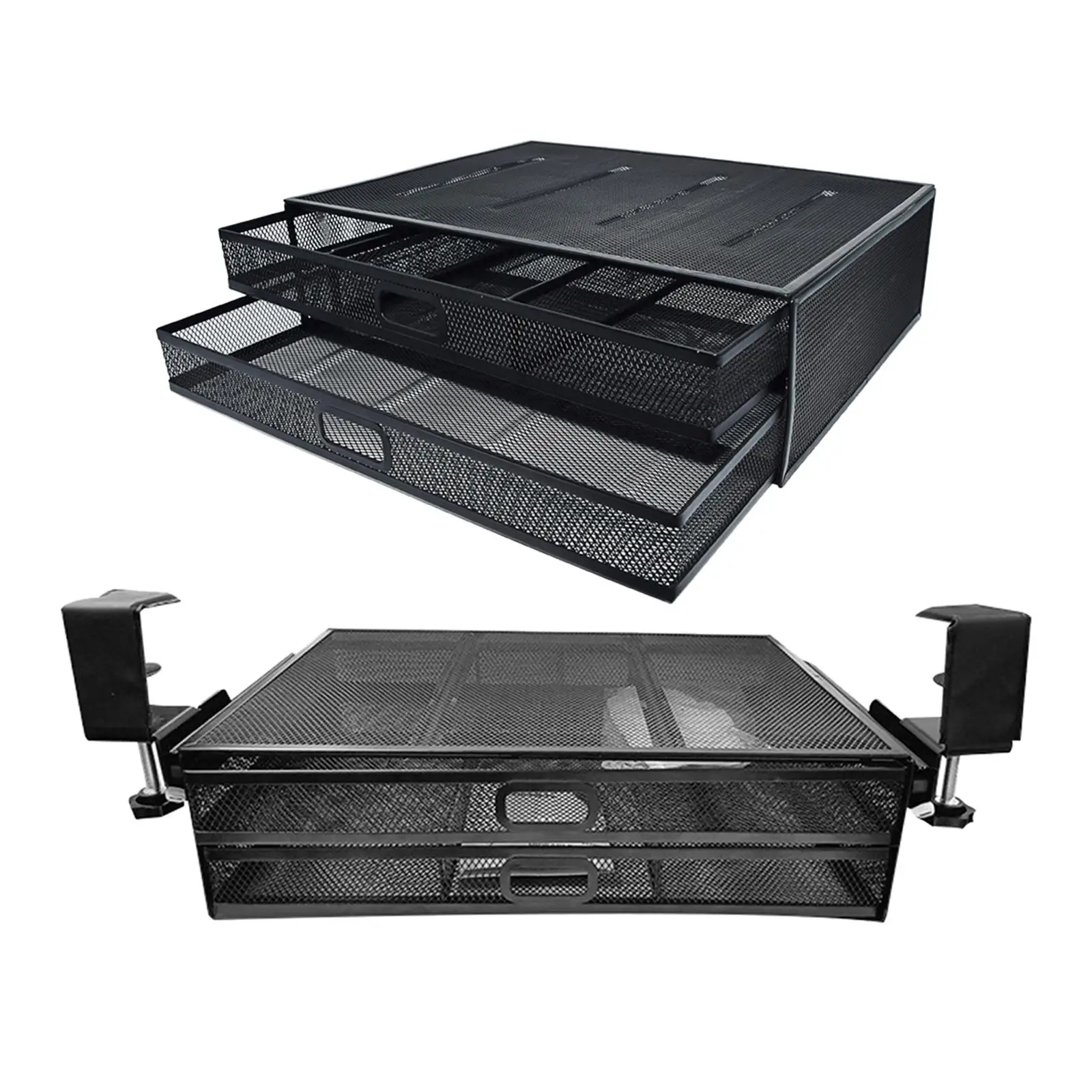 

under Desk Drawer Organizer Metal Mesh Storage Baskets Organizer for Desktop