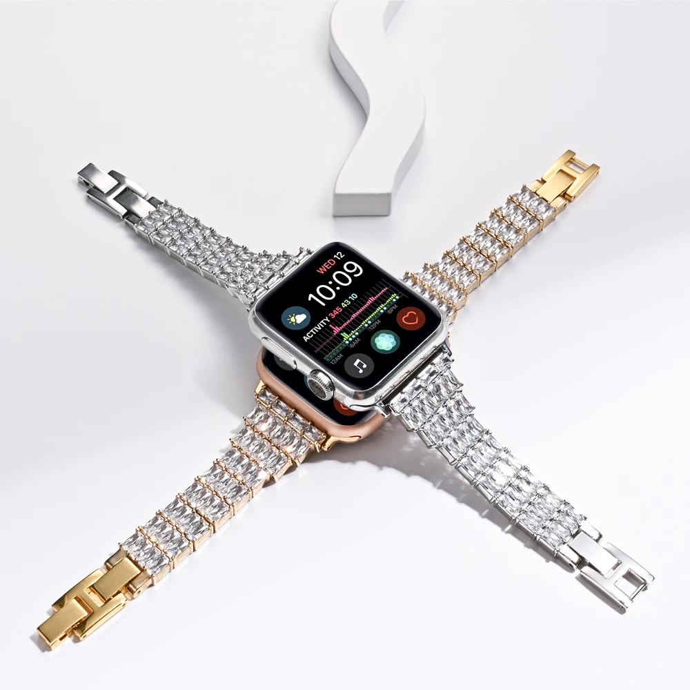 

Ромбовидный бриллиантовый браслет для Apple Watch, ремешок 42 мм 38 мм, женский роскошный бриллиантовый ремешок для iWatch SE 7 6 40 мм 44 мм 45 мм 41 мм Correa