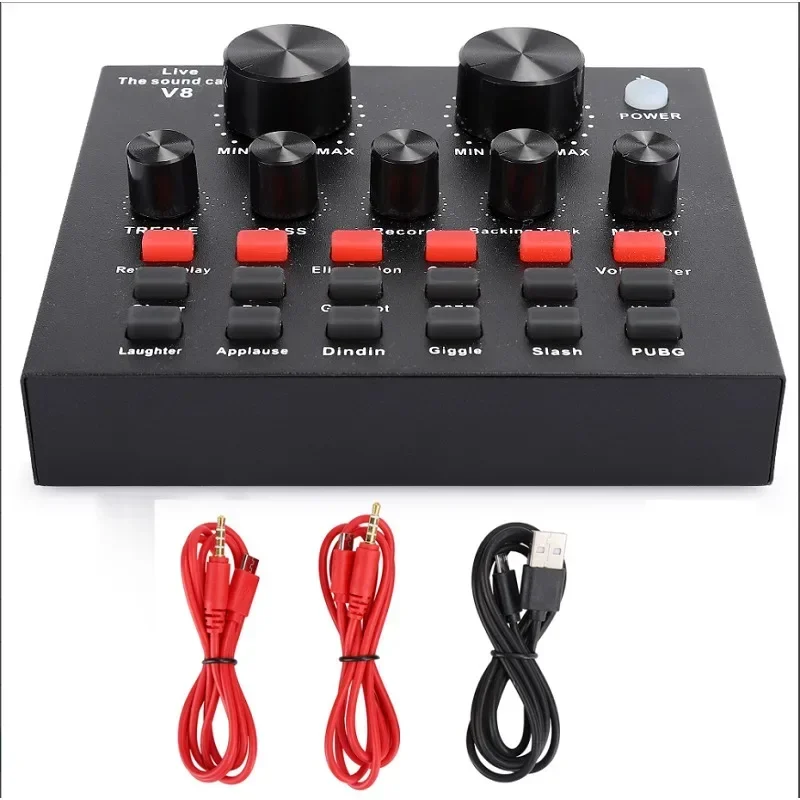 Микрофон V8 звуковая карта для ПК компьютерное аудио USB запись студийная игра