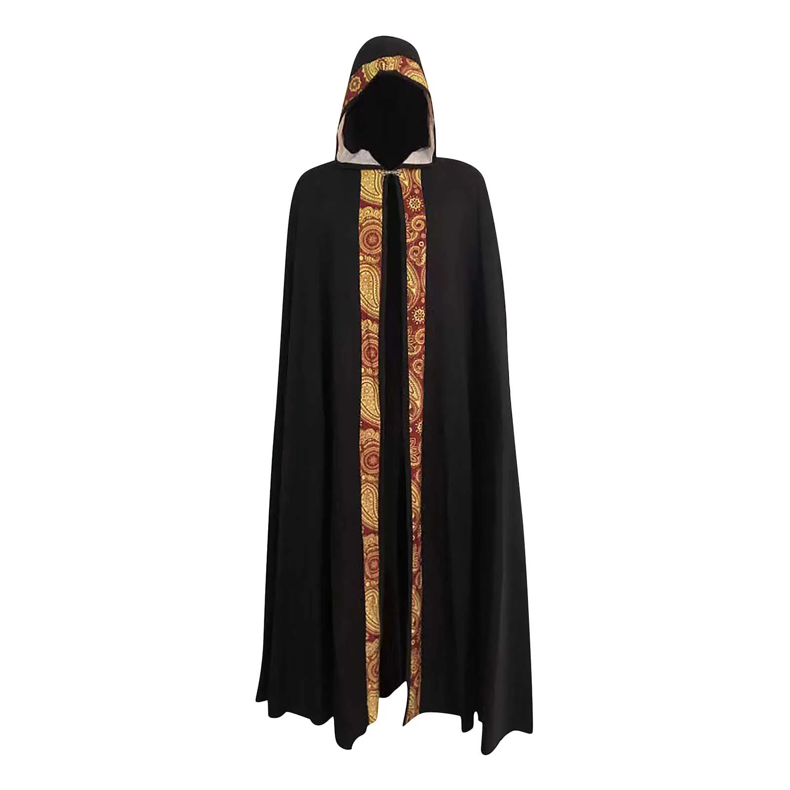 

Cosplay Costume Men's Long Lace-up Cape Church Clergy Solid Color Pattern Print Loose Cape Halloween Hooded Cloak Coat