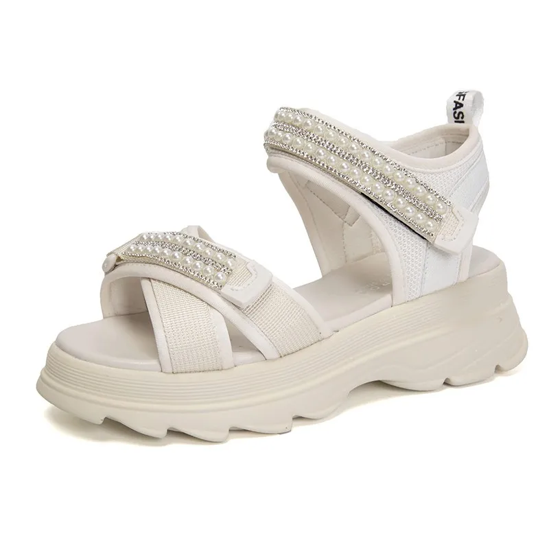 

Сандалии женские на платформе, пляжная обувь, танкетка, высокий каблук, пряжка, холщовые босоножки, лето