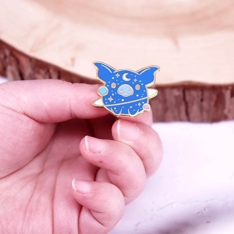 Эмалированная булавка в виде животного милая Летающая фотовселенная значок