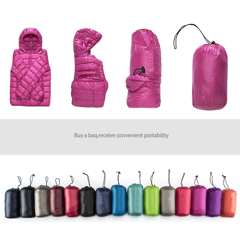 New Casual 90% White Duck Down Coats Women Autumn Winter Ultra Light Hooded Warm Jackets Lady Plus Size Jacket