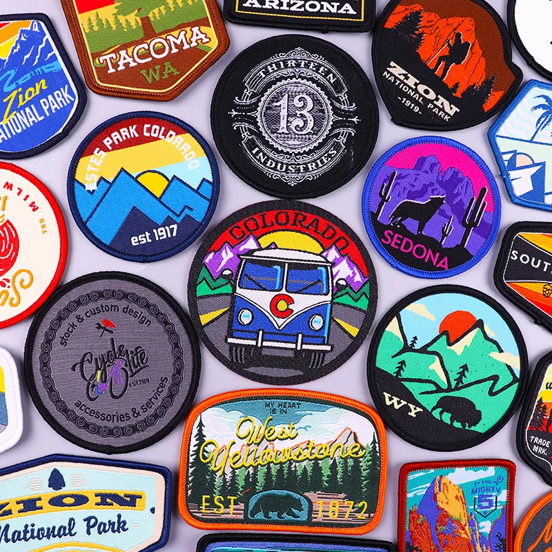 

Nature Travel Patch Mountain Adventure Patches For Clothing Sun Stripe Sew On Fabric Patches On Clothes Outdoor Applique Sticker