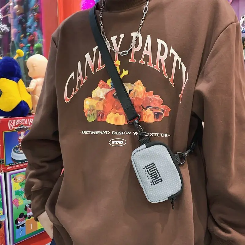 Men's Mini Crossbody Bag Fashion Ins Trendy Small Bag Earphones Storage Bag Hip Hop Hanging Bag Coins Purse