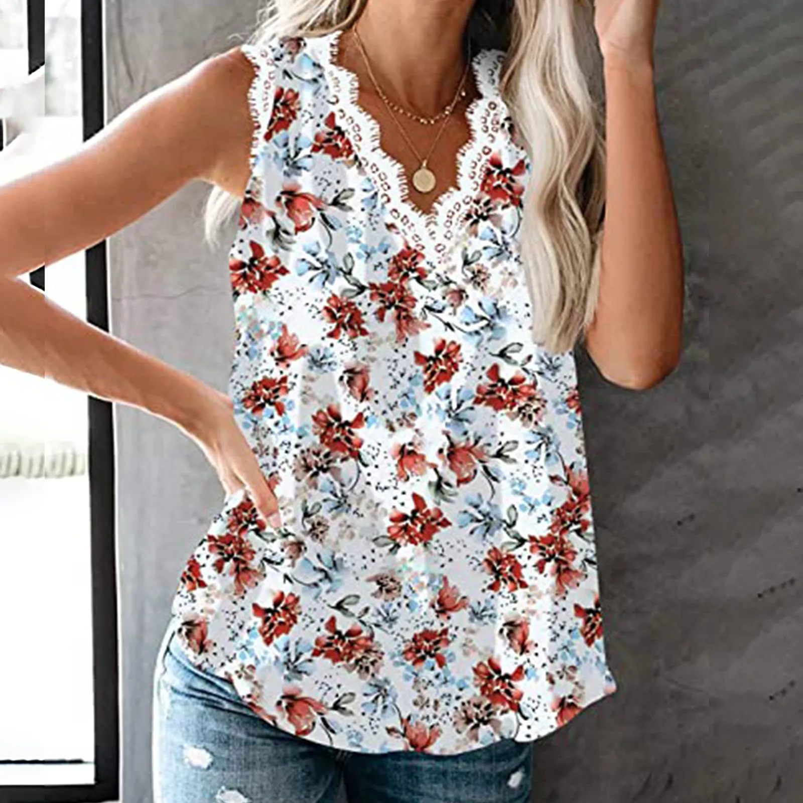 

Майка женская кружевная с цветочным принтом, топ-бюстье