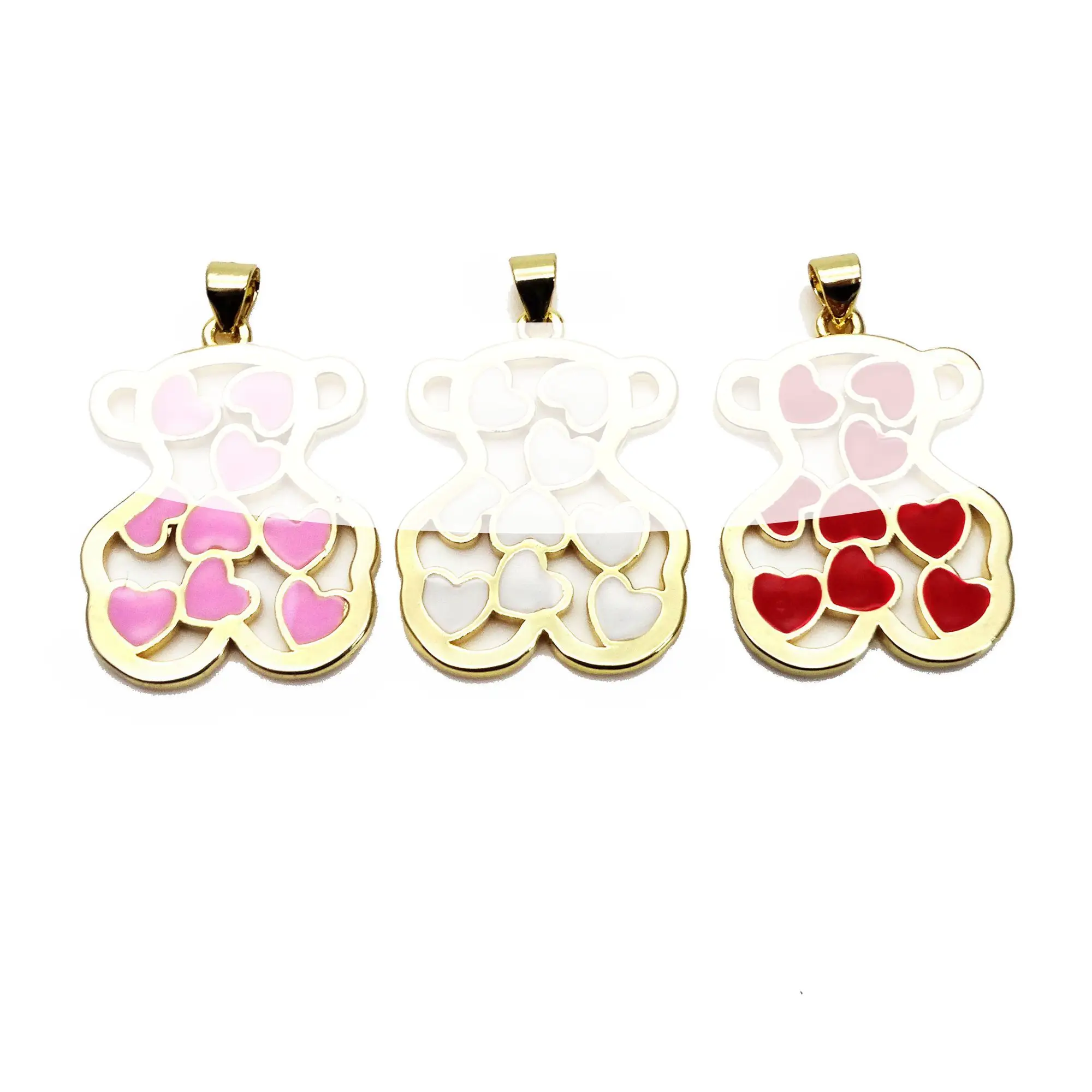 

Love bear pendant Peach heart shape charms Drops paint oil Gold plated pendant DIY necklace maked fittings accessorie