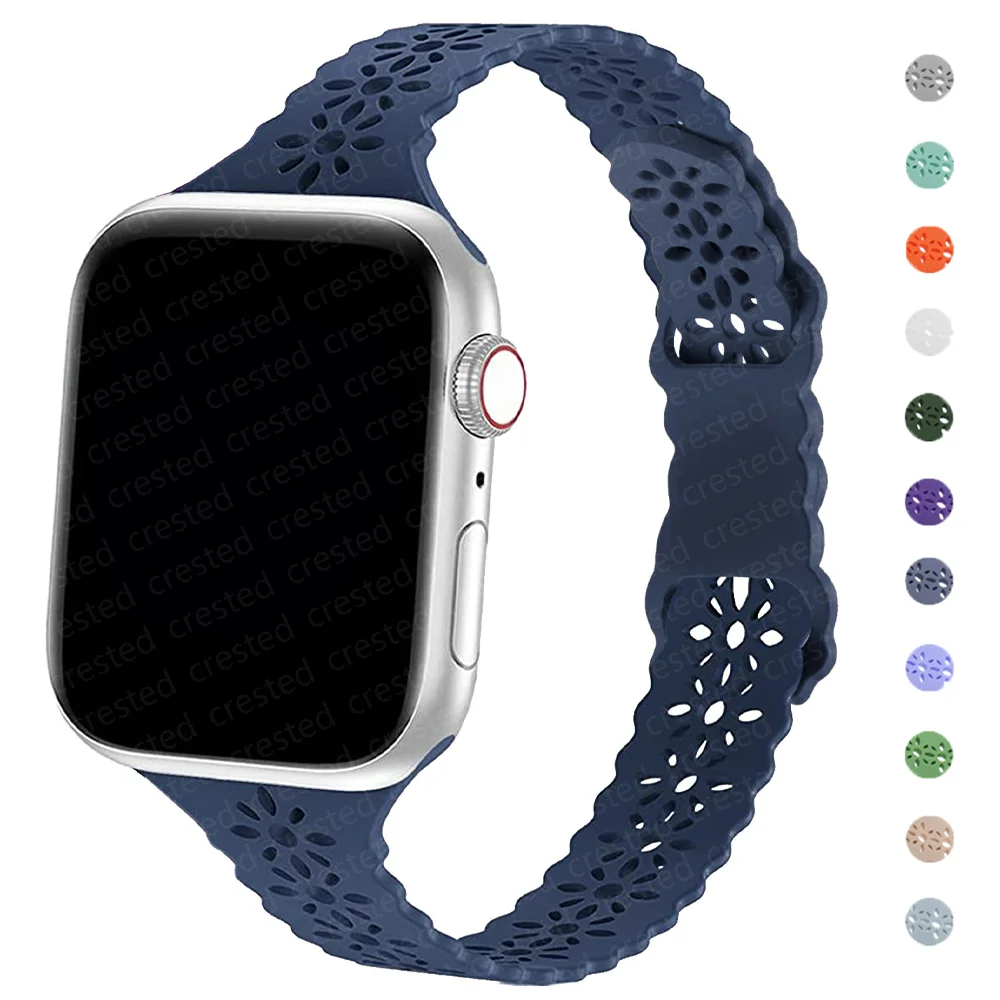 

Lace strap for Apple watch band 40mm 44mm 41mm 45mm 38mm 42mm 45 mm Slim Silicone watchband bracelet iWatch serie 6 5 4 3 se 7