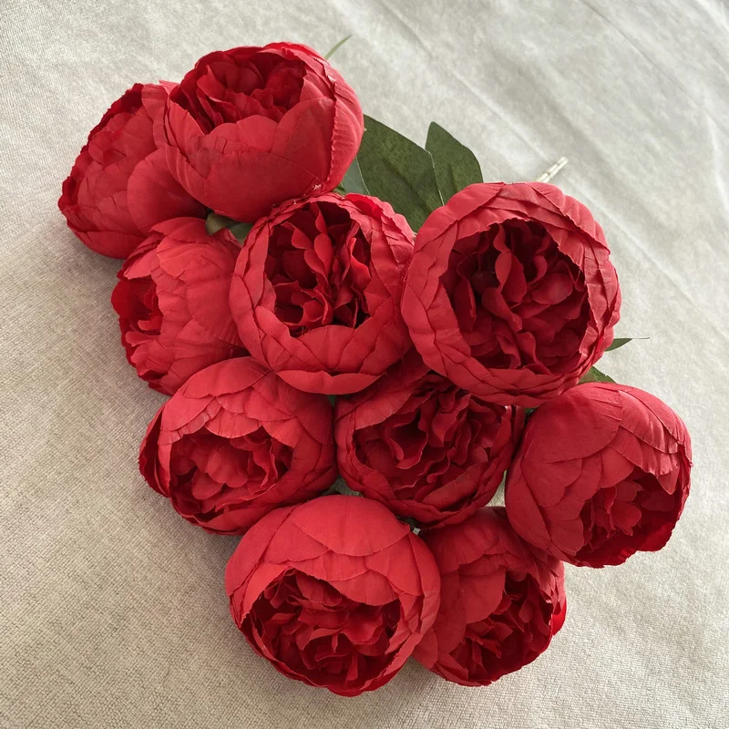 

1PC Simulation Peony Bouquets Fake Peonies Arrangement Bouquet 10 Heads Artificial Flowers Wedding Decor