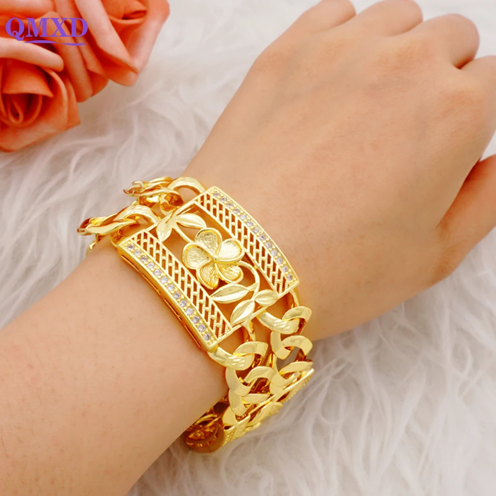 Luxury Gold Color African Dubai Bracelet For Women Thick Chain Bracelet Set Twist Chain Bangles Bracelet Fashion Jewelry Gifts