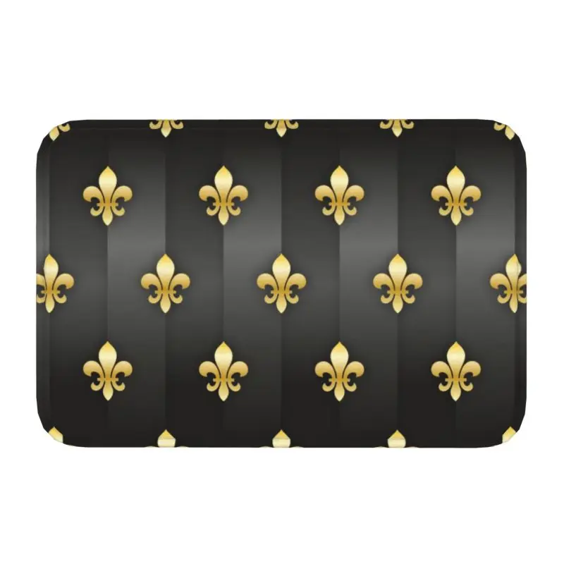 

Fleur De Lis Doormat Anti-Slip Kitchen Bathroom Mat Lily Flower Fleur-De-Lys Bedroom Toilet Floor Door Entrance Carpet Rug