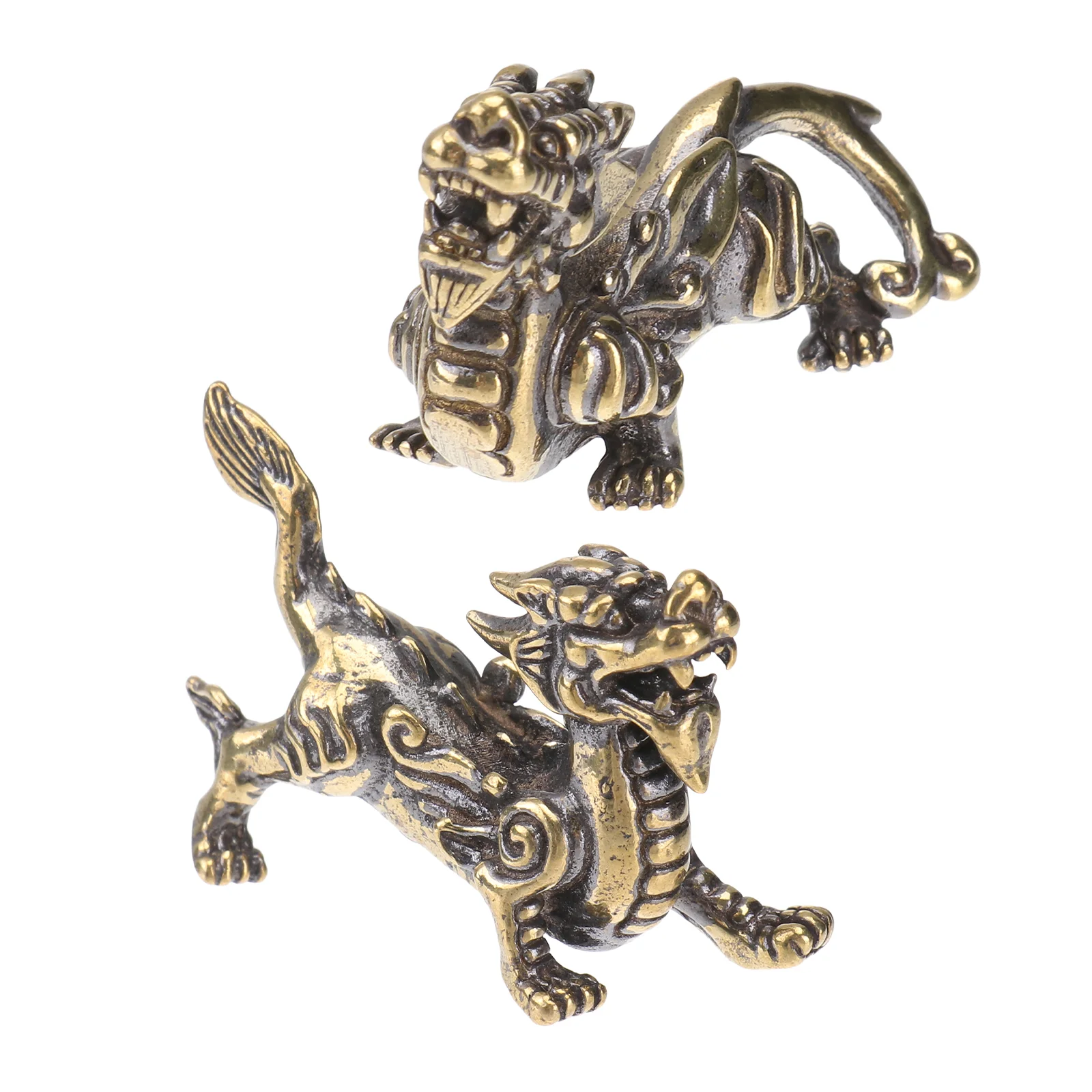 

Statue Sculpture Kylin Qilin Figurine Desktop Brass Good Pi Yao Ornament Statues Dashboard Decor Shui Feng Gift Year Bi New Car