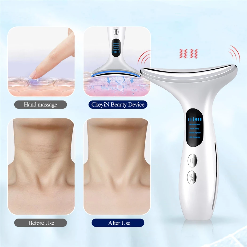 

Neck Face Massage EMS Double Chin Remover V Line Chin Lift Up 3 Colors LED Devices Anti Neck Wrinkle Face Slimmer Chin Reducer