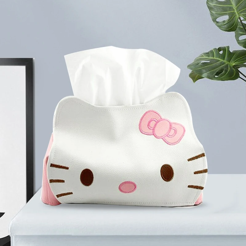 

Japanese Cute Kitty Tissue Box Foldable Desktop Paper Box Tissue Bag Fabric Car PU Tissue Box