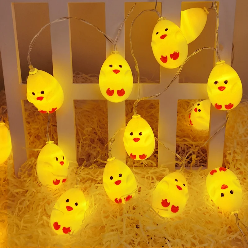 

1.5M 10LED Easter Chicks LED String Light Garland Eggs Chicken Lamp Battery Powered Happy Easter Party Decor For Home Kids Gifts