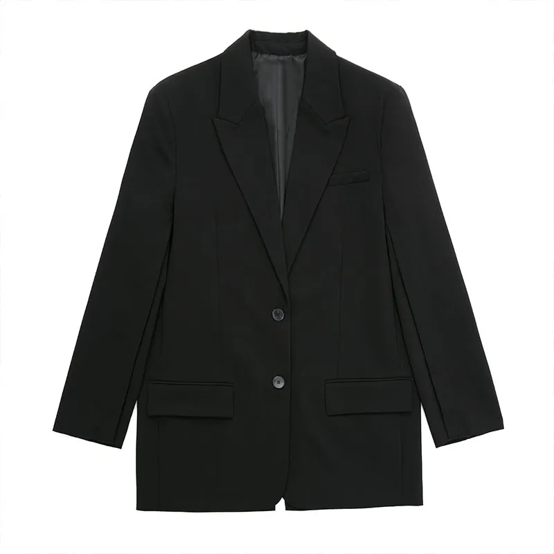 

2022 New Fashion Chic Office Women Single-breasted Blazer Vintage Long Sleeve Black Ladies Outerwear Stylish Tops