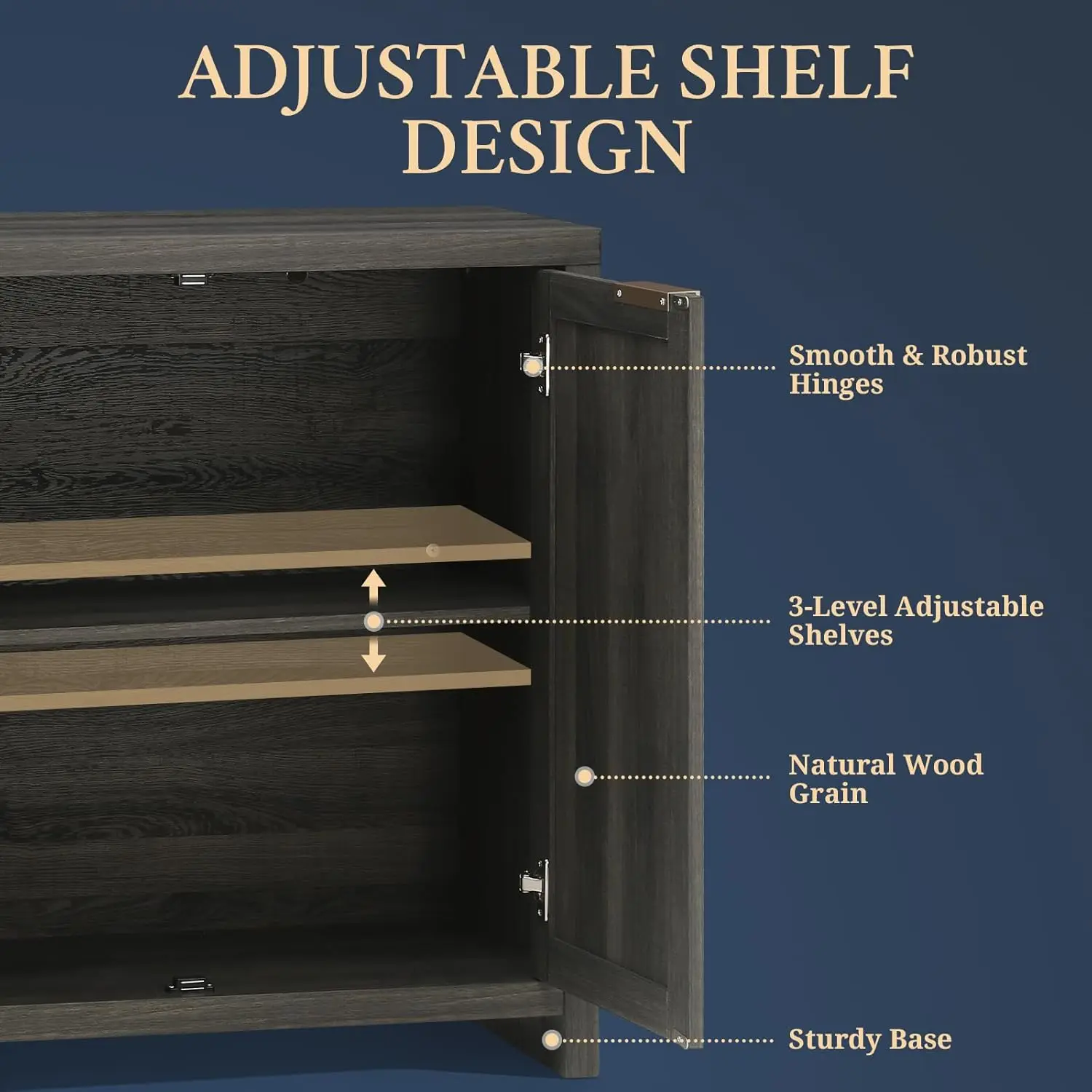Шкаф-буфет Hampstead с дверцами из ротанга и регулируемыми полками шведский стол